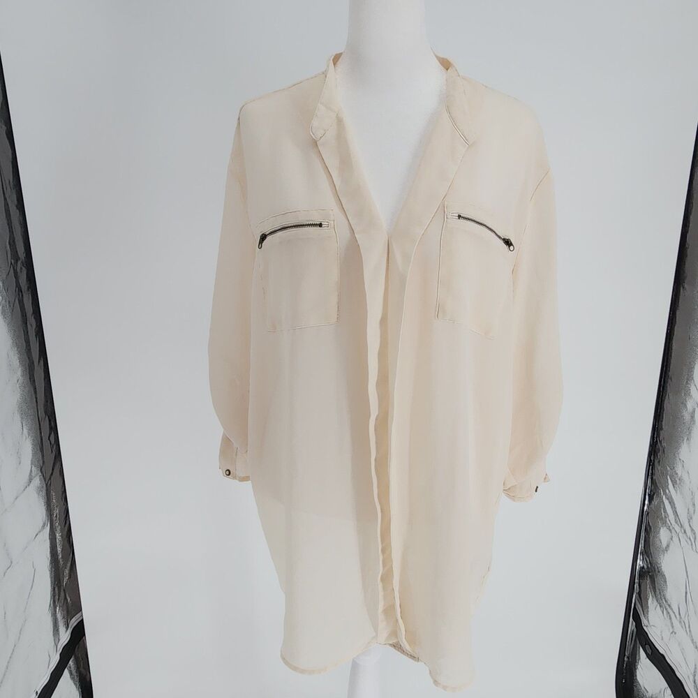 cream GUESS long sleeve lightweight tunic (m}